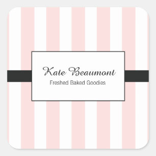 Pegatina Cuadrada Baked Goods Pink and White Stripes