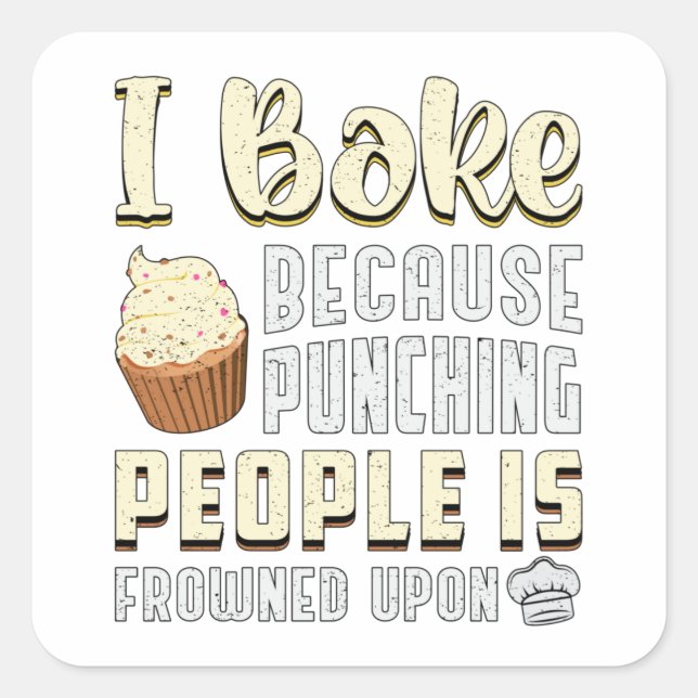 Pegatina Cuadrada Baker Bakery Bake Bake Baking Bread Funny Gift (Anverso)