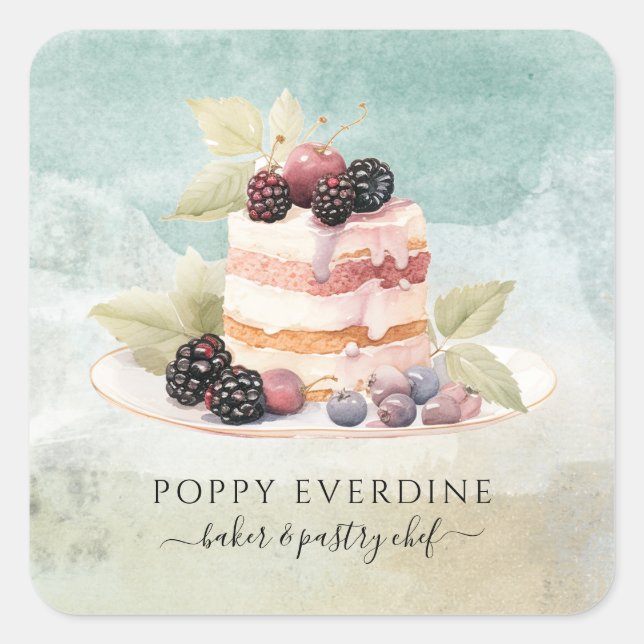 Pegatina Cuadrada Baker Bakery Pastry Chef Comedor (Anverso)