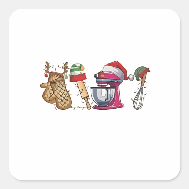 Pegatina Cuadrada Baker Baking Bake Kitchery Worth (Anverso)