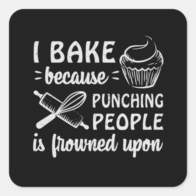 Pegatina Cuadrada Baker Panadería Bake Bread Baking Gift Idea (Anverso)
