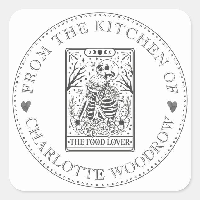 Pegatina Cuadrada Baker Pastry Chef Tarot Food Lover Food (Anverso)