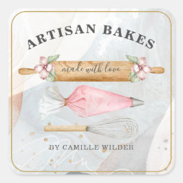 Pegatina Cuadrada Bakery Pastry Chef Bakers Tools Business