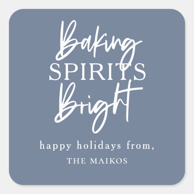 Pegatina Cuadrada Baking Spirit Bright Blue Holiday (Anverso)