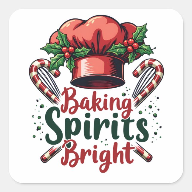Pegatina Cuadrada Baking Spirit Bright Funny Baking Chef Baker (Anverso)