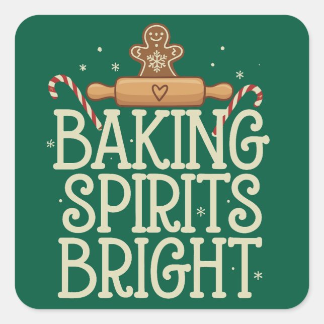 Pegatina Cuadrada Baking Spirit Navidades brillantes Nochebuena Funn (Anverso)