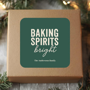 Pegatina Cuadrada “Baking Spirits Bright Navidad
