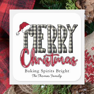 Pegatina Cuadrada Baking Spirits Bright Navidad Simple Moderno