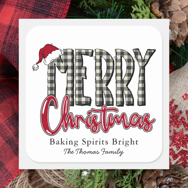 Pegatina Cuadrada Baking Spirits Bright Navidad Simple Moderno (Subido por el creador)