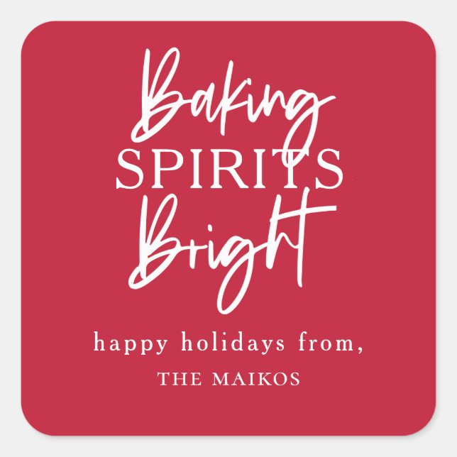 Pegatina Cuadrada Baking Spirits Bright Red Holiday (Anverso)