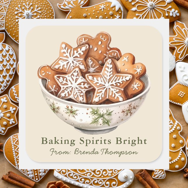Pegatina Cuadrada Baking Spirits Navidades brillantes tratan vacacio (Subido por el creador)