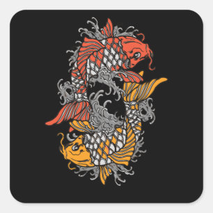 Pegatina Cuadrada Balancing Koi