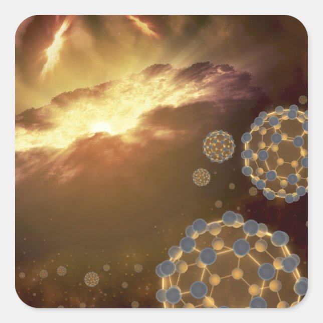 Pegatina Cuadrada Balas de buceo flotando en el espacio interestelar (Anverso)