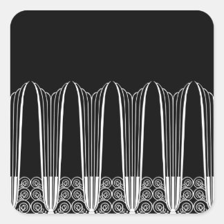 Pegatina Cuadrada BALCÓN DE EVE, Ironwork Art Deco en blanco sobre n