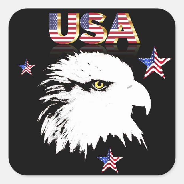 Pegatina Cuadrada Bald Eagle (Anverso)