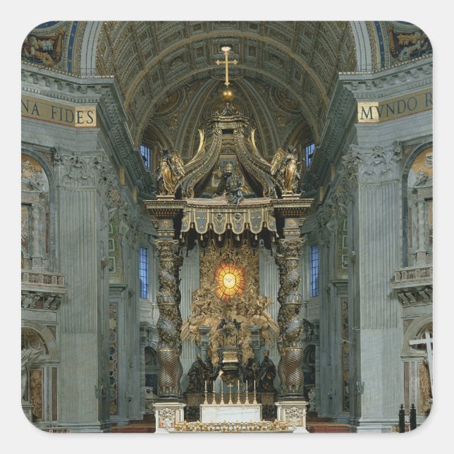 Pegatina Cuadrada Baldacchino, el altar alto y la silla (Anverso)