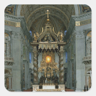 Pegatina Cuadrada Baldacchino, el altar alto y la silla