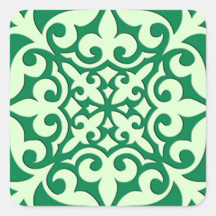 Pegatina Cuadrada Baldosa marroquí - esmeralda y verde claro