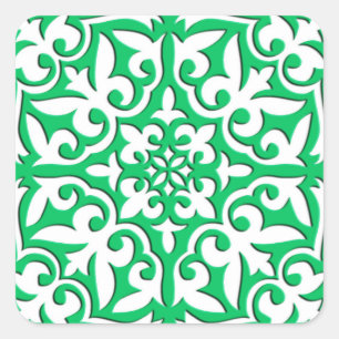 Pegatina Cuadrada Baldosa marroquí - verde jade y blanco