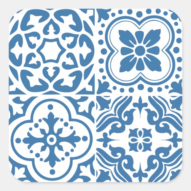 Pegatina Cuadrada Baldosas azules portuguesas 2 (Anverso)