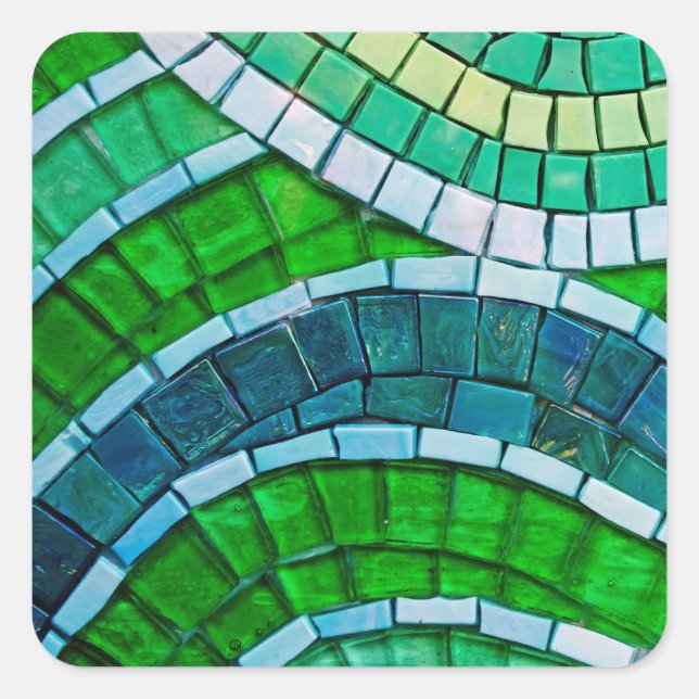 Pegatina Cuadrada Baldosas de mosaico verde (Anverso)