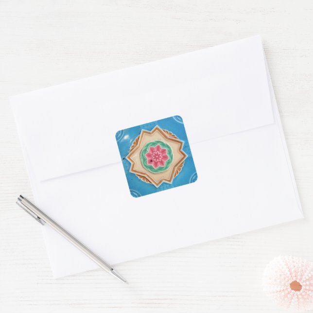 Pegatina Cuadrada Baldosas mallónicas del Art Nouveau (Sobre)