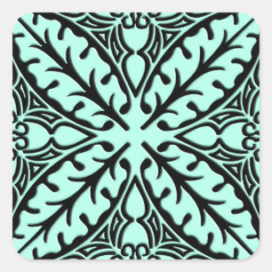 Pegatina Cuadrada Baldosas marroquíes - azul acuático y negro