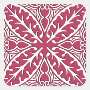Pegatina Cuadrada Baldosas marroquíes - magenta y blanco