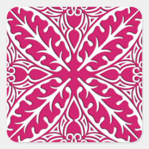 Pegatina Cuadrada Baldosas marroquíes - magenta y blanco