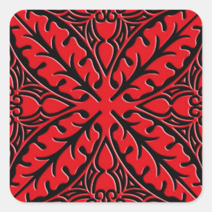 Pegatina Cuadrada Baldosas marroquíes - rojo oscuro y negro
