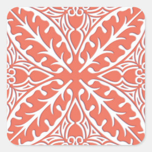 Pegatina Cuadrada Baldosas marroquíes: rosa coral y blanco