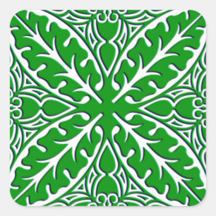 Pegatina Cuadrada Baldosas marroquíes - verde esmeralda y blanco