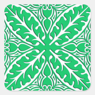 Pegatina Cuadrada Baldosas marroquíes - verde jade y blanco