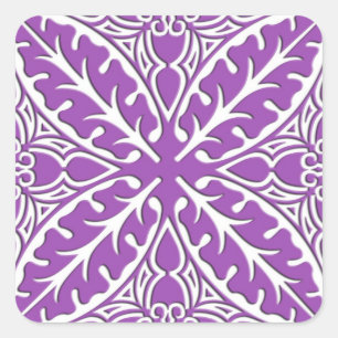 Pegatina Cuadrada Baldosas marroquíes: violeta y blanca