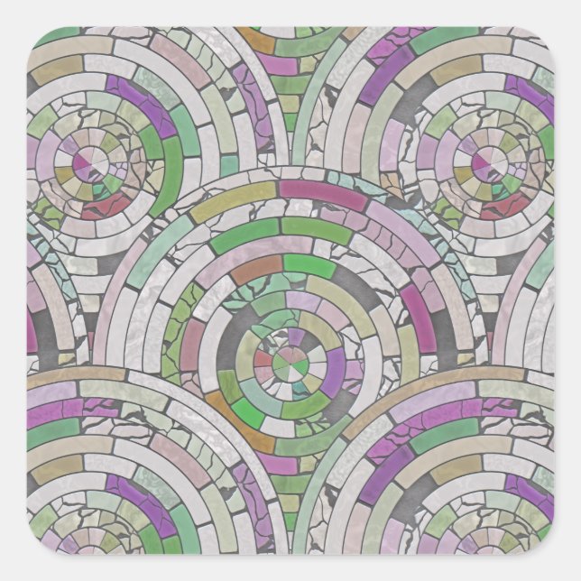 Pegatina Cuadrada Baldosas mosaico (Anverso)