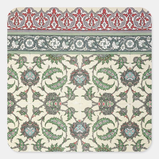 Pegatina Cuadrada Baldosas murales de la mezquita de Cheykhoun, de ' (Anverso)