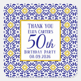 Pegatina Cuadrada Baldosas portuguesas Azul 50 aniversario Mediterrá