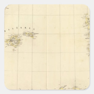 Pegatina Cuadrada Balearic Island y Cerdeña Europa 25