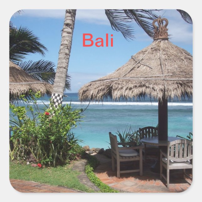 Pegatina Cuadrada Bali Beach Scene (Anverso)