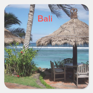 Pegatina Cuadrada Bali Beach Scene