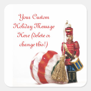 Pegatina Cuadrada Ball de niño tambor y Navidad