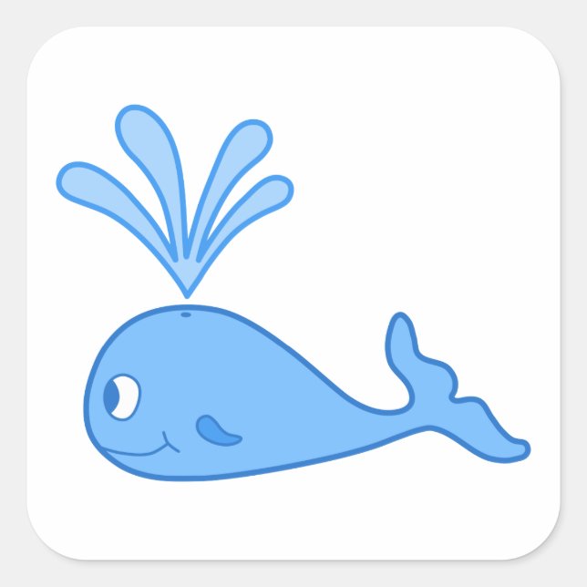 Pegatina Cuadrada Ballena, Azul. (Anverso)