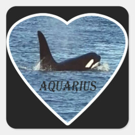 Pegatina Cuadrada Ballena Comunitaria de Acuario Personalizada de la