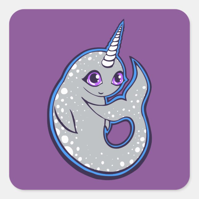 Pegatina Cuadrada Ballena de Narballal gris con diseño de dibujo de  (Anverso)