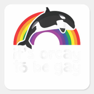Pegatina Cuadrada Ballena LGBT orca es una buena forma de ser gay ar