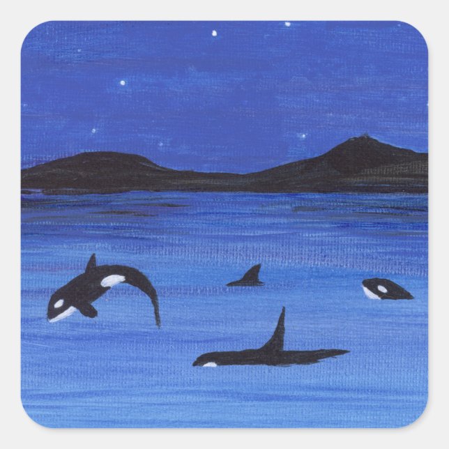 Pegatina Cuadrada Ballenas asesinas (Anverso)