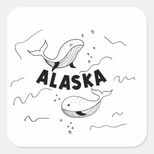 Pegatina Cuadrada Ballenas de Alaska