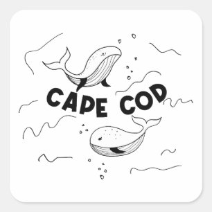 Pegatina Cuadrada Ballenas de Cape Cod Massachusetts