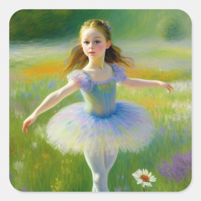 Pegatina Cuadrada Ballerina (Anverso)