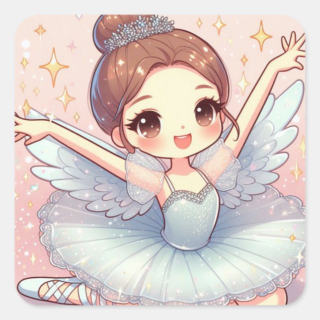 Pegatina Cuadrada Ballerina (Anverso)